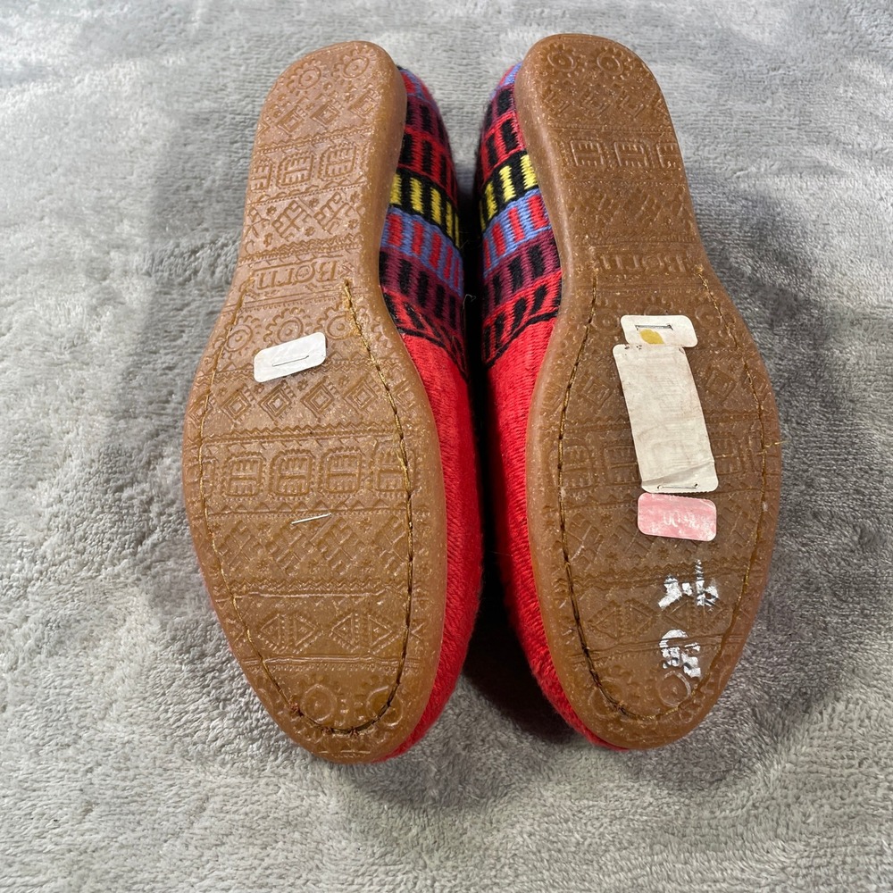 Born Loafers Flats Slip On Women 9.5 Red Southwestern Aztec Woven Fabric Leather - Picture 9 of 10
